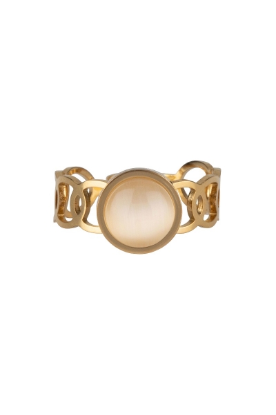 Ring Stone Round - Goud Amber