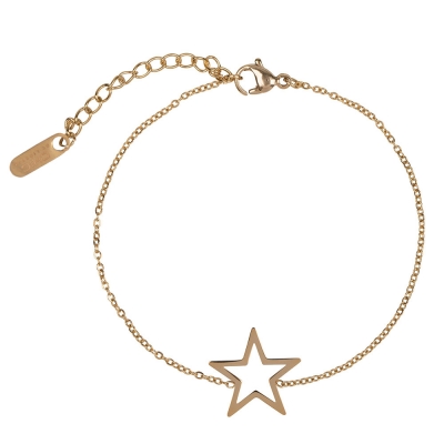Stainless Steel Bracelet with a Star - Gold